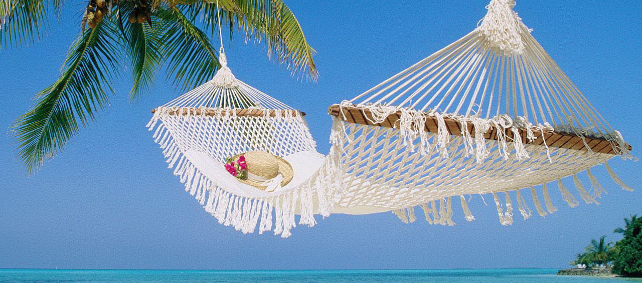 Zomers landschap met zon en hangmat